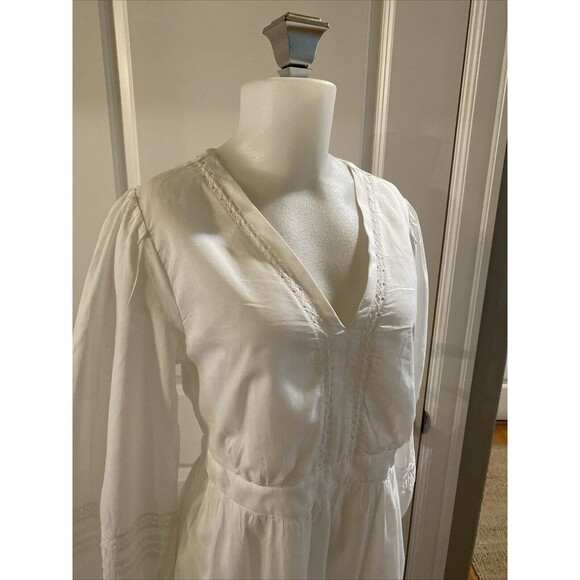 J Crew White Crochet V-Neck Pleated Cottage‎ Core Lined Dress - Size S - Picture 5 of 16